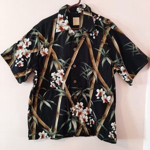 Vintage Hawaiian Aloha Shirt Bamboo Print by Kool Kat Tiki VLV Novelty, L/XL